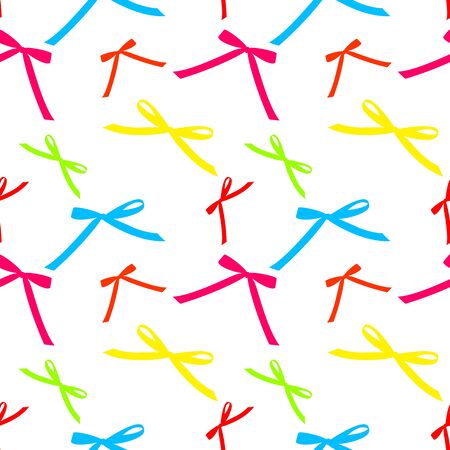 Colored Glossy Ribbon Bow. Seamless pattern. Vector Illustration .のイラスト素材