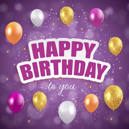 Glossy Happy Birthday Balloons Background Vector Illustrationのイラスト素材