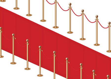 Realistic golden barriers for fencing when entering a party, club, event. Vector Illustration.のイラスト素材
