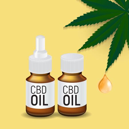 CBD oil products, cannabis oil for medical and cosmetic purposes.Vector illustrationのイラスト素材