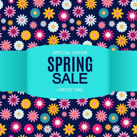 Spring Sale Cute Background with Flowers. Vector Illustration EPS10のイラスト素材