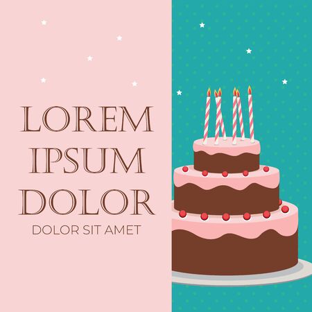 Happy Birthday Poster Background with Cake. Vector Illustration EPS10のイラスト素材