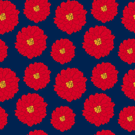Abstract Hand Drawn Dahlia flower seamless pattern. Vector Illustration EPS10のイラスト素材