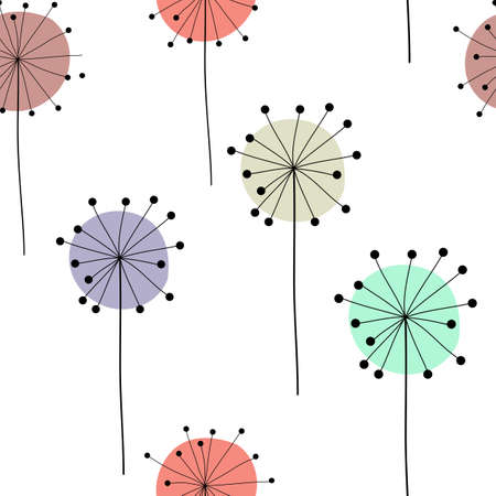 Abstract Hand Drawn Dandelion flower seamless pattern background. Vector Illustration EPS10のイラスト素材