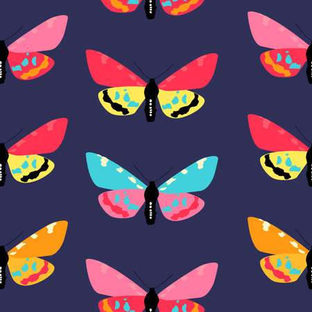 Abstract Hand Drawn Butterfly seamless pattern. Vector Illustrationのイラスト素材