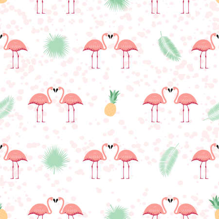 Pink Flamingo Seamless Pattern Background. Vector Illustrationのイラスト素材
