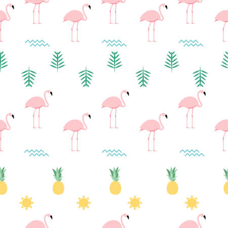 Pink Flamingo Seamless Pattern Background. Vector Illustrationのイラスト素材
