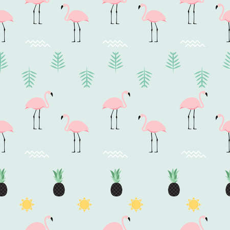 Pink Flamingo Seamless Pattern Background. Vector Illustrationのイラスト素材