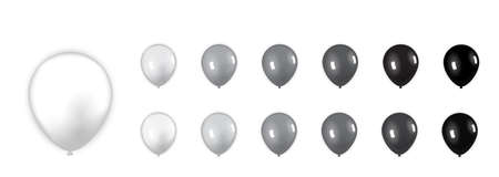 set of balloons in various shades of gray from white to black. vector illustration. EPS10のイラスト素材