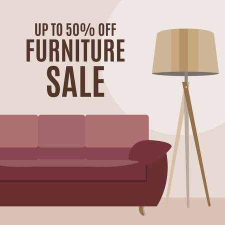 Furniture Sale Template Background. Vector Illustrationのイラスト素材