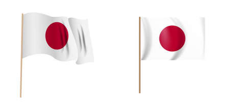 colorful naturalistic waving flag of Japan. Vector Illustration.のイラスト素材