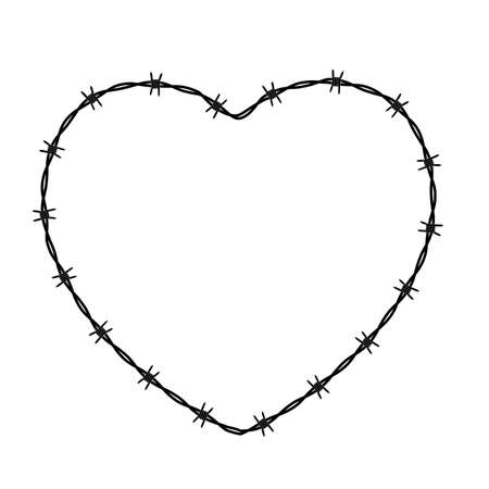 Heart Shaped conclusion symbol, sign. Barbed wire isolated on white background. Vector Illustration EPS10のイラスト素材