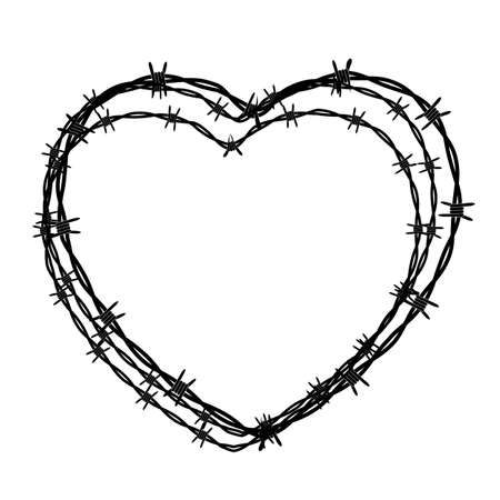 Heart Shaped conclusion symbol, sign. Barbed wire isolated on white background. Vector Illustration EPS10のイラスト素材
