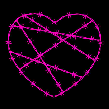 Heart Shaped conclusion symbol, sign. Barbed wire isolated on white background. Vector Illustration EPS10のイラスト素材