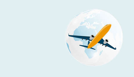 Airplane and Globe Background. Vector Illustrationのイラスト素材