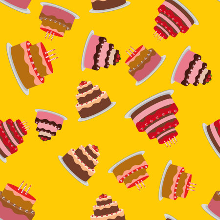 Birthday Cake Seamless Pattern Background Vector Illustration EPS10