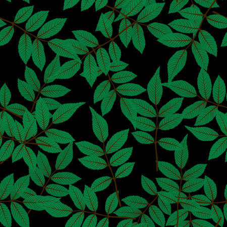 Natural Leaves Seamless Pattern Background. Vector Illustrationのイラスト素材