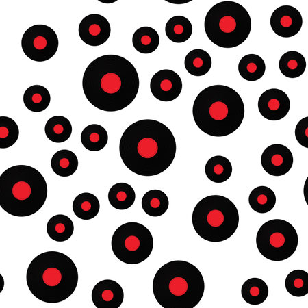 Musical records. Seamless pattern. Jazz Day Background. Vector Illustrationのイラスト素材
