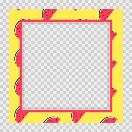 Summer Sale concept Background. Watermelons. Vector Illustration . Square Template for social networks and messengers on transparent backgroundのイラスト素材