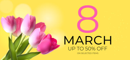 Poster International Happy Women's Day 8 March Greeting card sale banner. Can be used for advertising, web, social media, poster, flyer, greeting card. Vector Illustrationのイラスト素材
