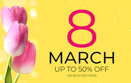 Poster International Happy Women's Day 8 March Greeting card sale banner. Can be used for advertising, web, social media, poster, flyer, greeting card. Vector Illustrationのイラスト素材