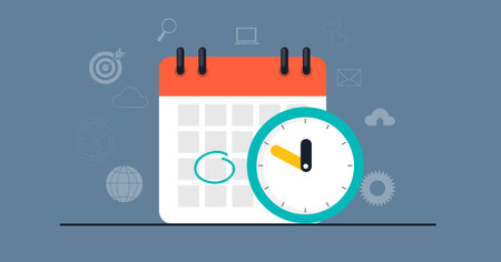 Time management concept with calendar date and clock icon.のイラスト素材