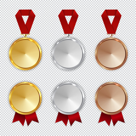 Champion Gold Silver And Bronze Medal Icon Sign First Second And Third Place Collection Set Isolated On White Background Vector Illustration Tasmeemme Com