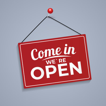 Come in We Are Open Icon Sign Vector Illustrationのイラスト素材