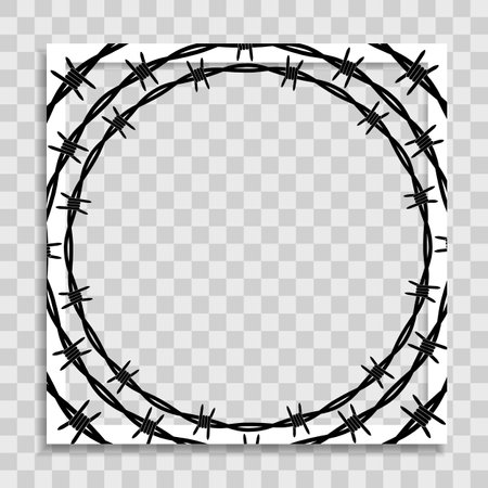 Empty Photo Frame Template with barbed wire for Media Post in Social Network. Vector Illustrationのイラスト素材