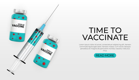 Time to vaccinate 2021 concept. Coronavirus vaccination concept. Vector Illustrationのイラスト素材