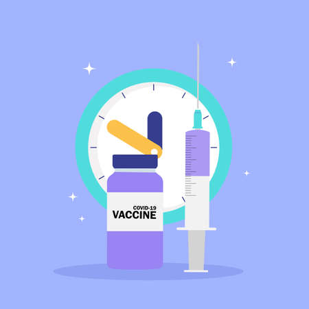 Time to vaccinate 2021 concept. Coronavirus vaccination concept. Vector Illustrationのイラスト素材