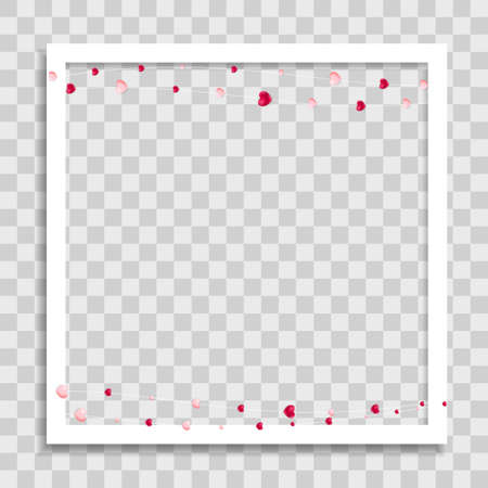 Empty Blank Photo Frame with Hearts Template for Media Post in Social Network for Valentine`s Day. Vector Illustrationのイラスト素材