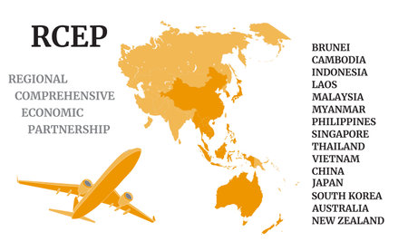 Air cargo for the Regional Comprehensive Economic Partnership. Vector Illustrationのイラスト素材