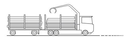 Timber Carrier driving along the road. Delivery of goods. Simple drawing. Vector illustration on white backgroundのイラスト素材