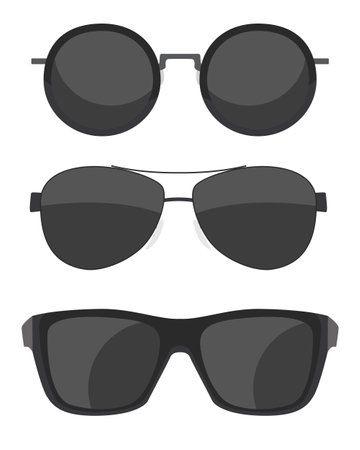 Collection Set of sun glasses icons isolated on white background. Vector Illustrationのイラスト素材