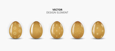Realistic 3d Easter Egg Design Element Collection Set on Light Background. Vector Illustrationのイラスト素材