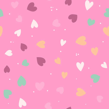 Cute Simple Seamless Pattern Love Heart Background. Vector Illustration