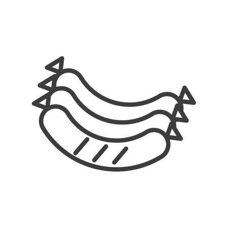 Grilled sausage. Simple food icon in trendy line style isolated on white background for web apps and mobile concept. Vector Illustration. EPS10のイラスト素材