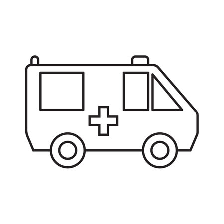 Ambulance car simple medicine icon in trendy line style isolated on white background for web applications and mobile concepts. Vector illustration. EPS10のイラスト素材