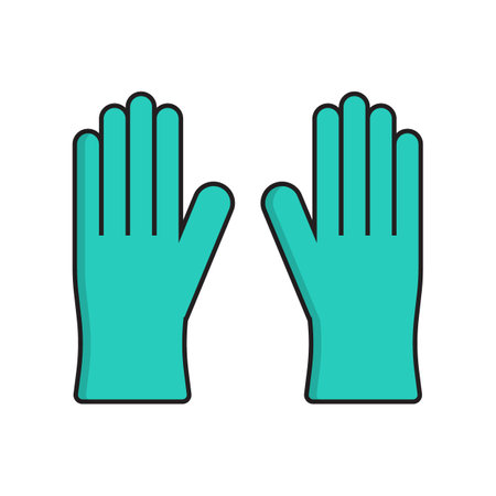 Medical nitrile gloves simple medicine icon in trendy line style isolated on white background for web applications and mobile concepts. Vector illustrationのイラスト素材