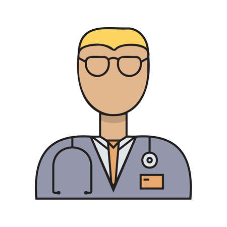 Doctor simple medicine icon in trendy line style isolated on white background for web applications and mobile concepts. Vector illustration. EPS10のイラスト素材