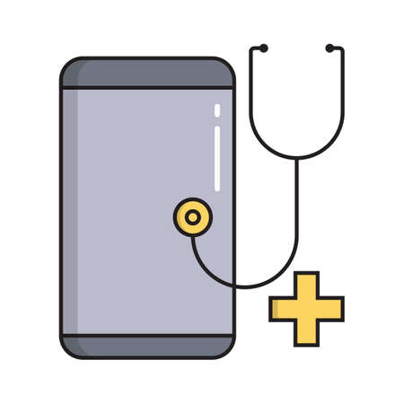 Online doctor consultation simple medicine icon in trendy line style isolated on white background for web applications and mobile concepts. Vector illustration. EPS10のイラスト素材