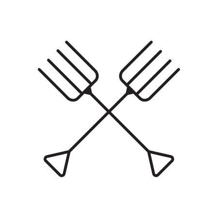 Pitchfork, simple gardening icon in trendy line style isolated on white background for web apps and mobile concept. Vector Illustration EPS10のイラスト素材