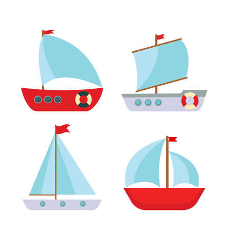Children's Cute ship simple icon. Vector Illustration EPS10のイラスト素材