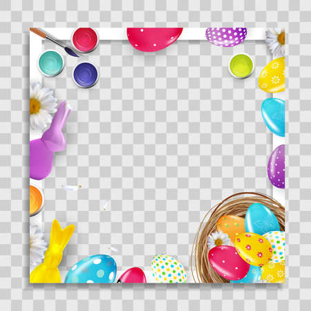 Empty Photo Frame Template with Easter Background for Media Post in Social Network. Vector Illustration EPS10のイラスト素材