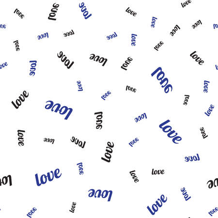 Seamless pattern with the word Love written in black and blue. Vector Illustration. EPS10のイラスト素材