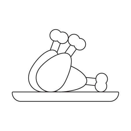 Plate with cooked chicken legs, black and white icon. Vector Illustration. EPS10のイラスト素材