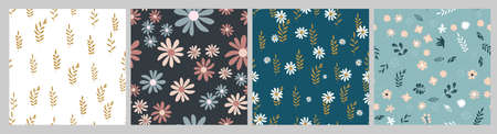 Seamless Pattern Background with Simple Flower Design Elements set. Vector Illustration. EPS10のイラスト素材