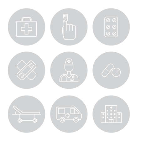 Set of Simple medical icon in trendy line style isolated on white background for web apps and mobile concept. Vector Illustration. EPS10のイラスト素材