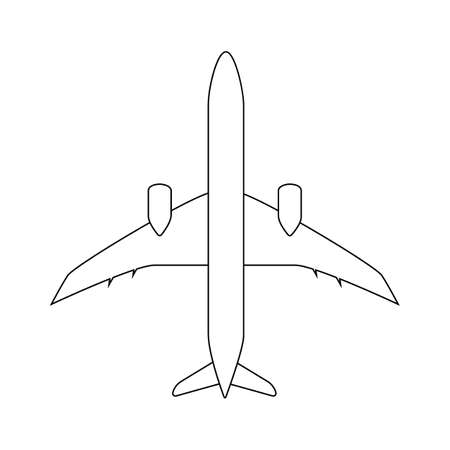 Silhouette of black and white aircraft in the sky, isolated. Vector Illustration.のイラスト素材